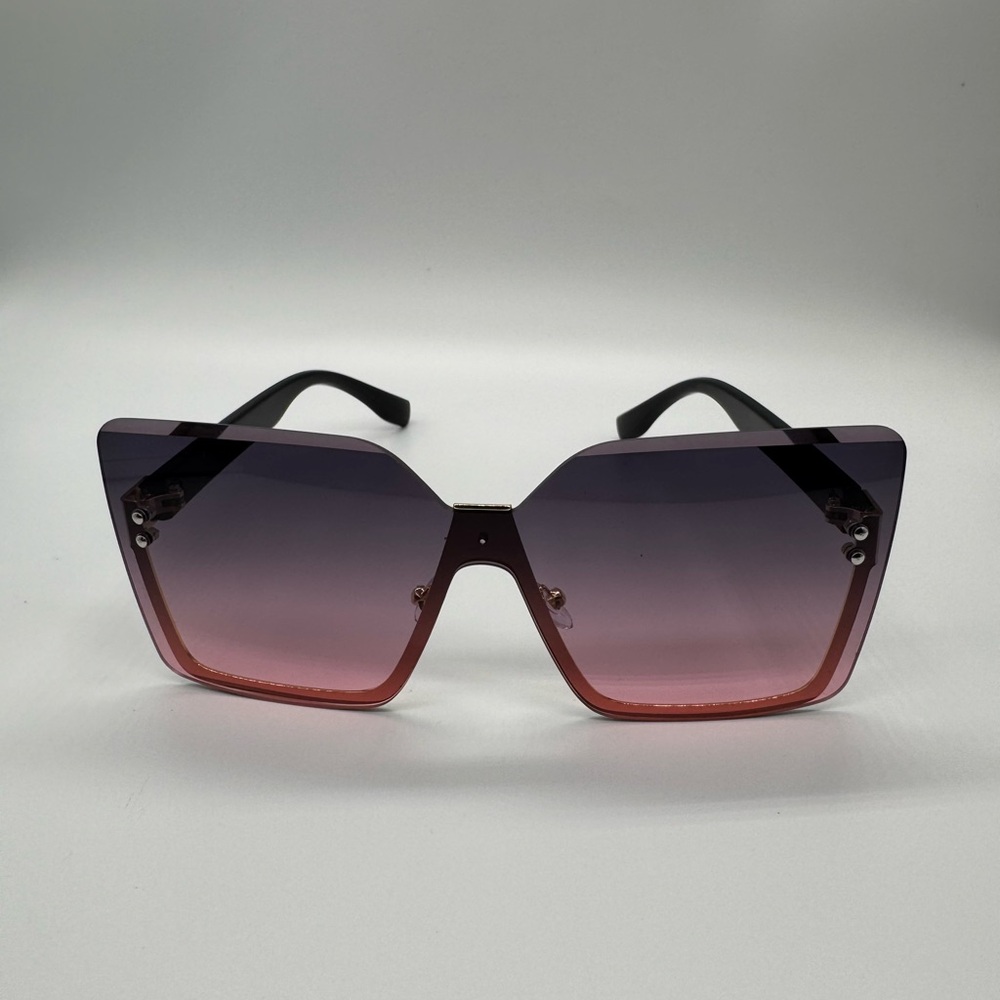 Trendy Half-Frame Metal Sunglasses – UV Protection - Hue Grey